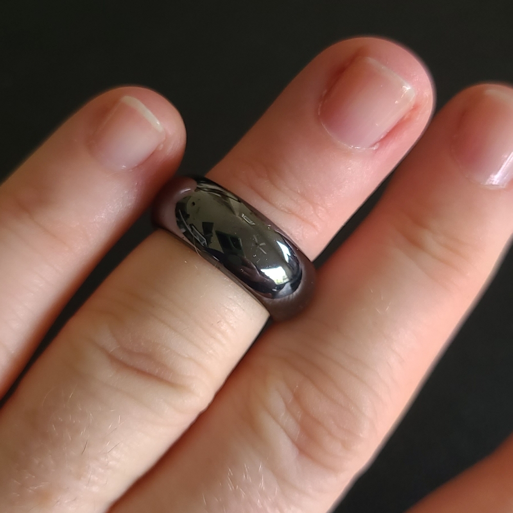 Black Hematite Stone Ring Sz 5.5